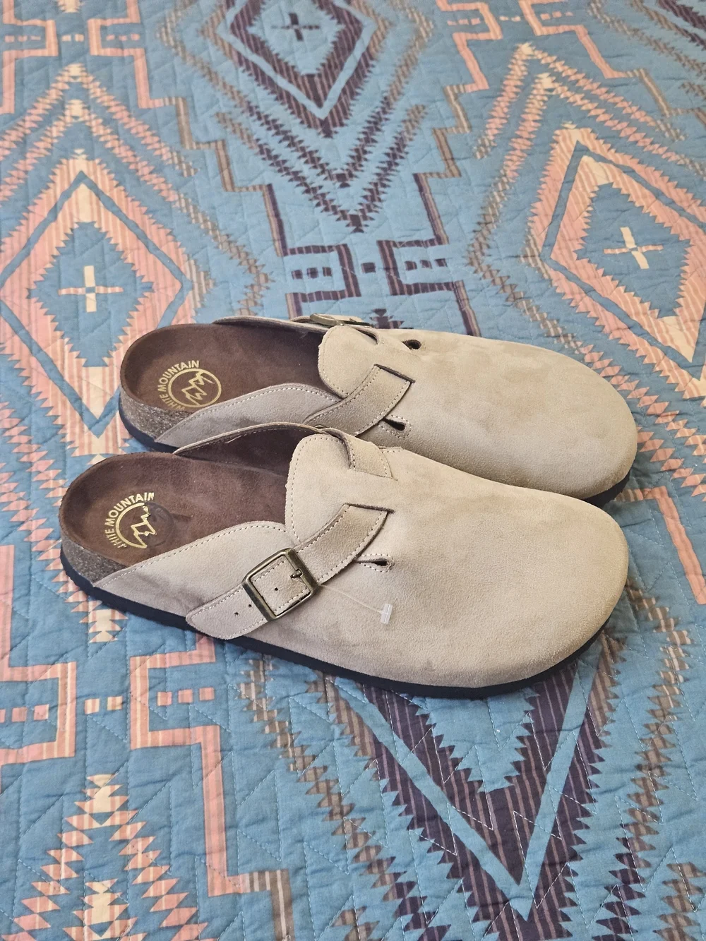 White Mountain Men's Suede Slip-On Clog in Light Taupe